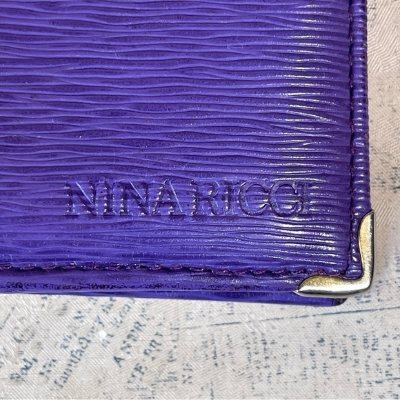 Nina Ricci Purple Leather Fold  Wallet Made in Italy - Picture 10 of 12